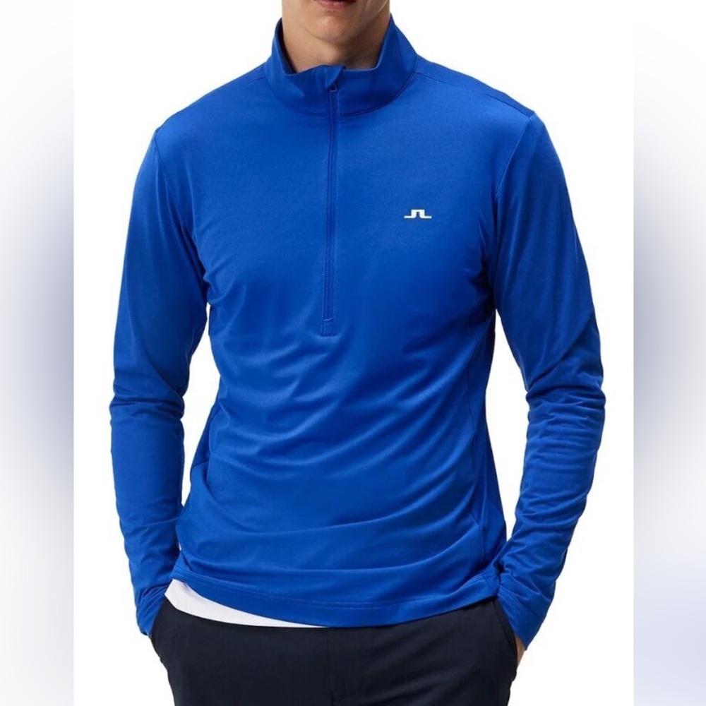 J.Lindeberg Luke Half Zip Mid Pullover Layer Blue Performance Golf Ski NWT L